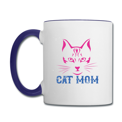 Cat Mom - Contrast Coffee Mug - white/cobalt blue