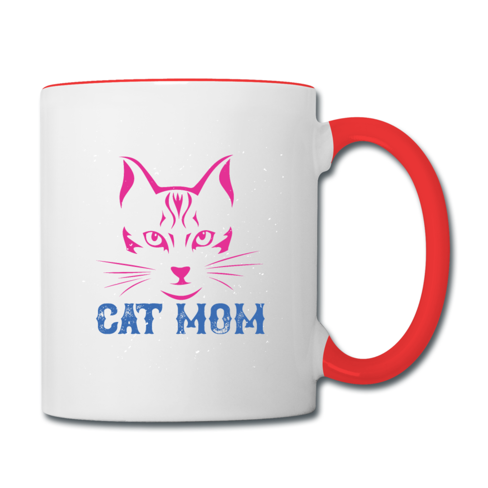 Cat Mom - Contrast Coffee Mug - white/red