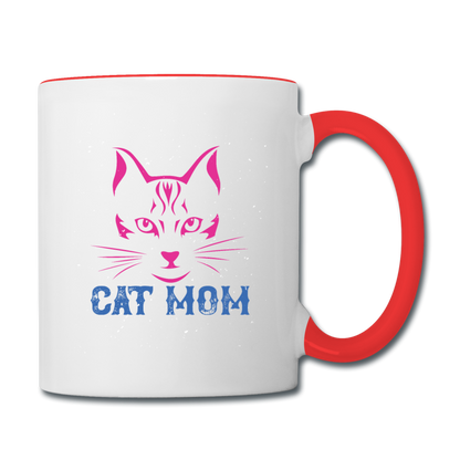 Cat Mom - Contrast Coffee Mug - white/red