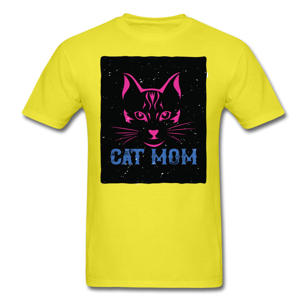 Cat Mom - Black - Unisex Classic T-Shirt - yellow