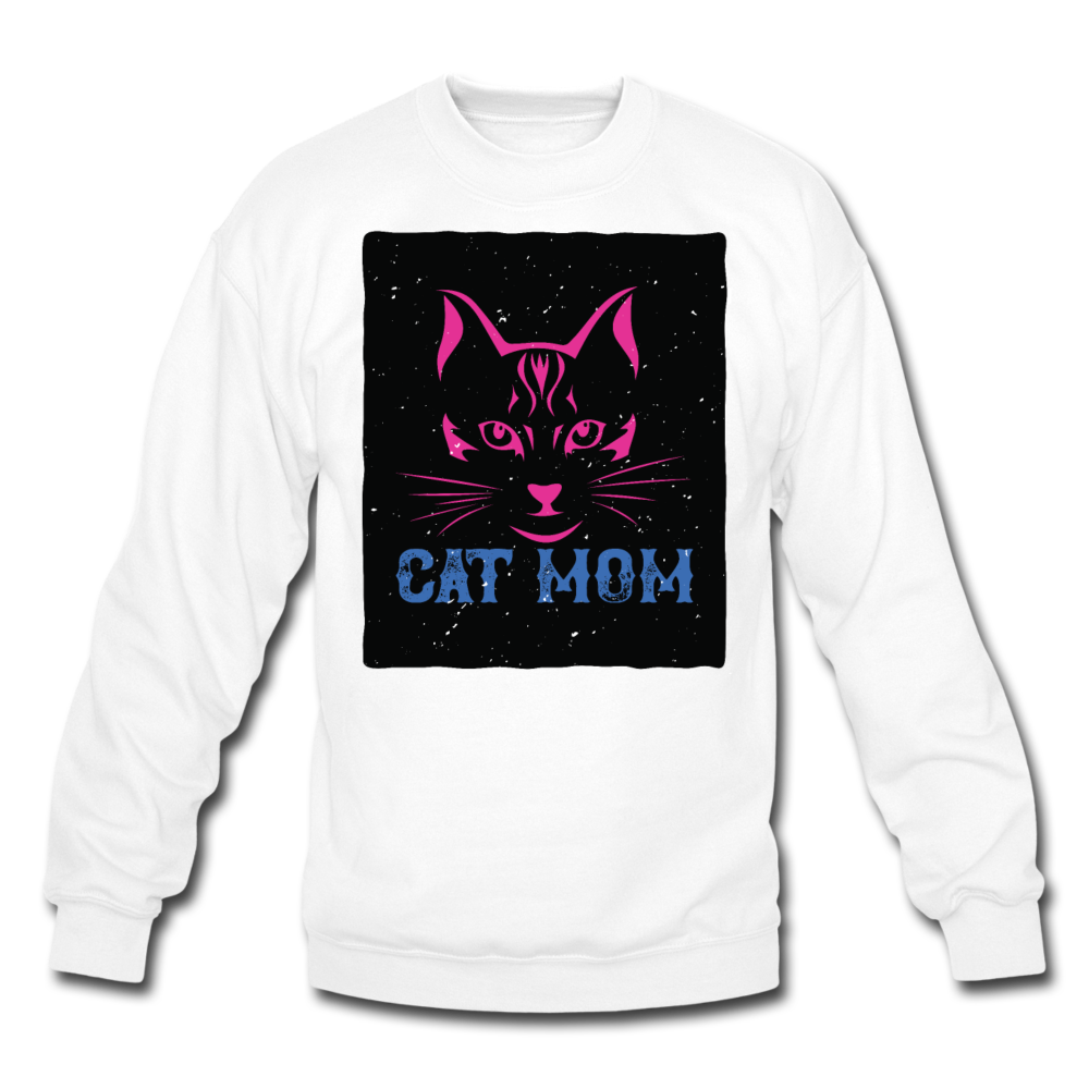 Cat Mom - Black - Crewneck Sweatshirt - white