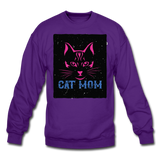 Cat Mom - Black - Crewneck Sweatshirt - purple