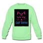 Cat Mom - Black - Crewneck Sweatshirt - lime