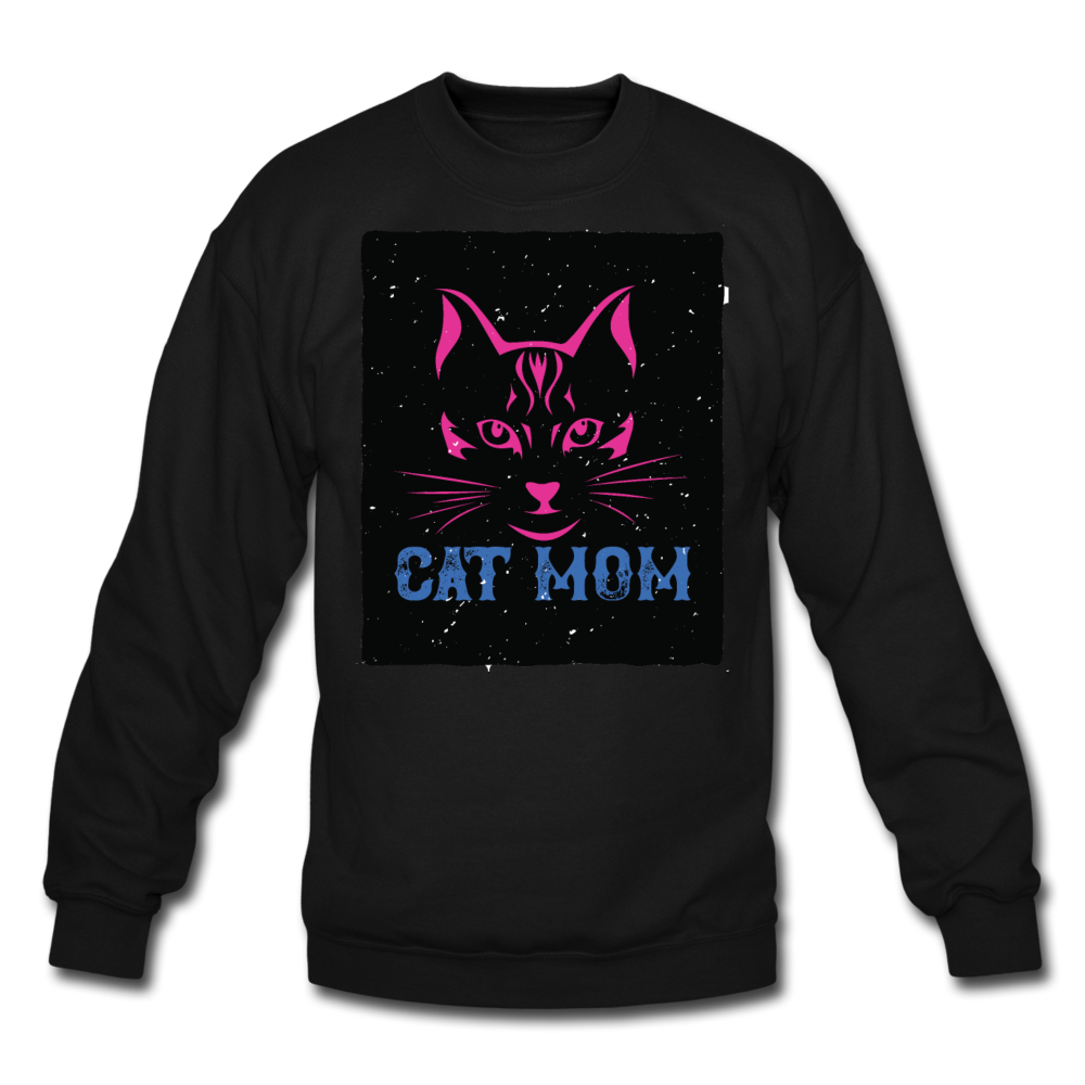 Cat Mom - Black - Crewneck Sweatshirt - black