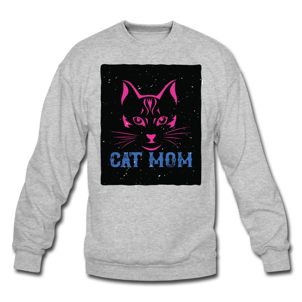 Cat Mom - Black - Crewneck Sweatshirt - heather gray