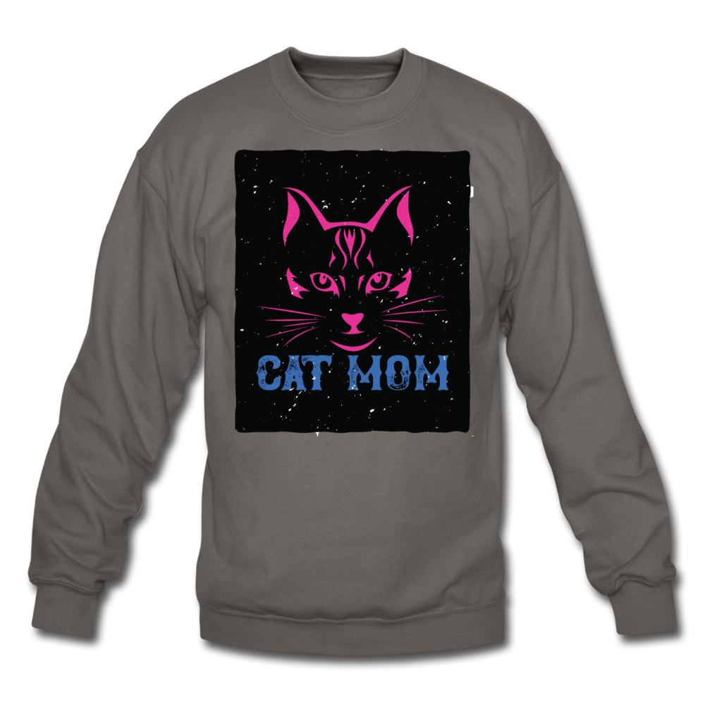 Cat Mom - Black - Crewneck Sweatshirt - asphalt gray