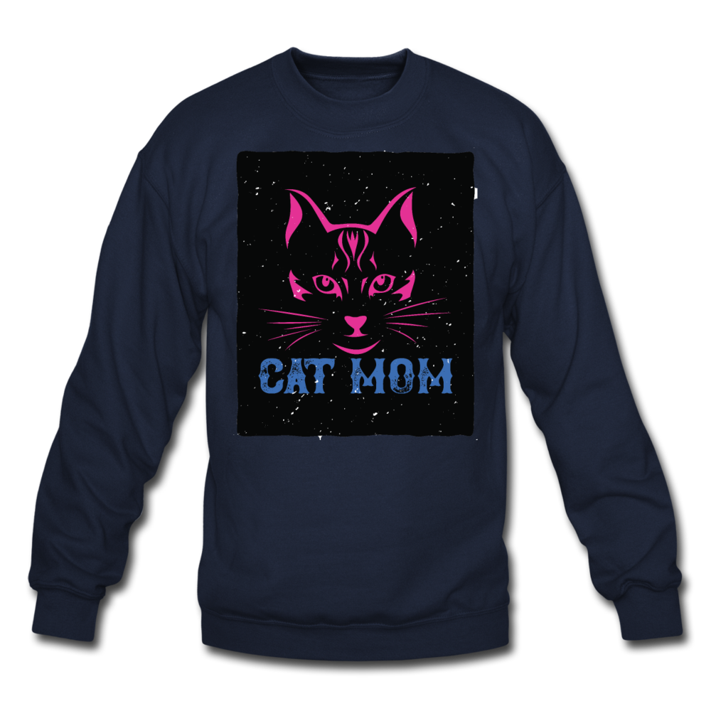 Cat Mom - Black - Crewneck Sweatshirt - navy