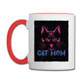 Cat Mom - Black - Contrast Coffee Mug - white/red