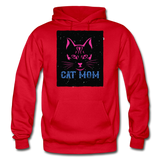 Cat Mom - Black - Gildan Heavy Blend Adult Hoodie - red
