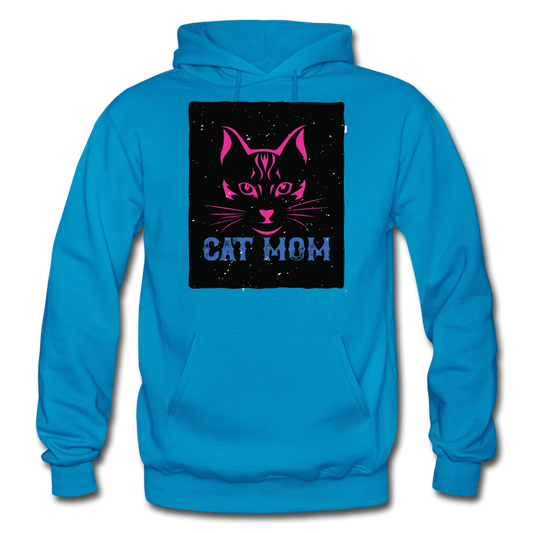 Cat Mom - Black - Gildan Heavy Blend Adult Hoodie - turquoise