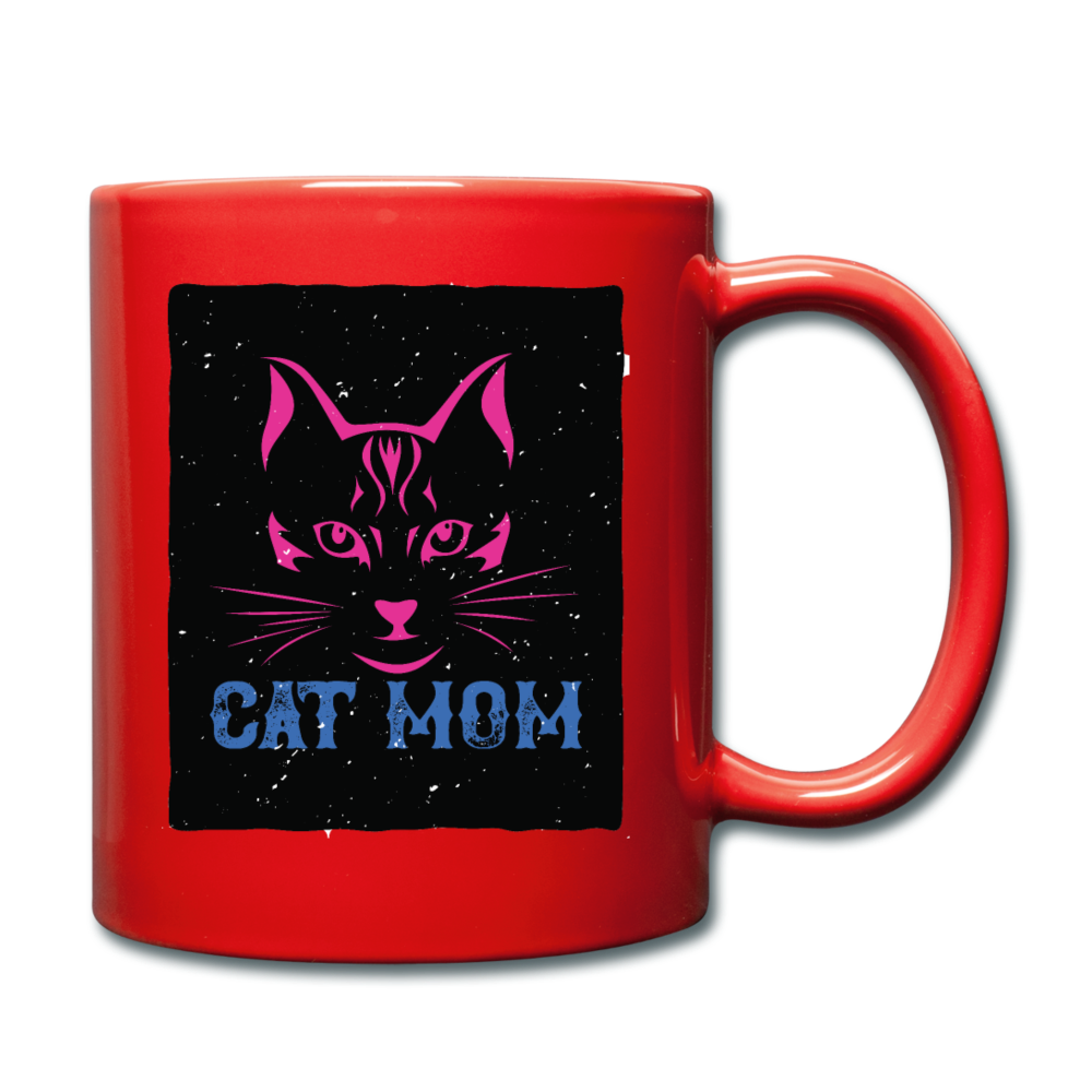 Cat Mom - Black - Full Color Mug - red