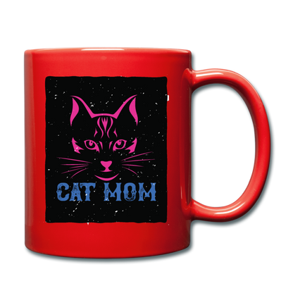 Cat Mom - Black - Full Color Mug - red