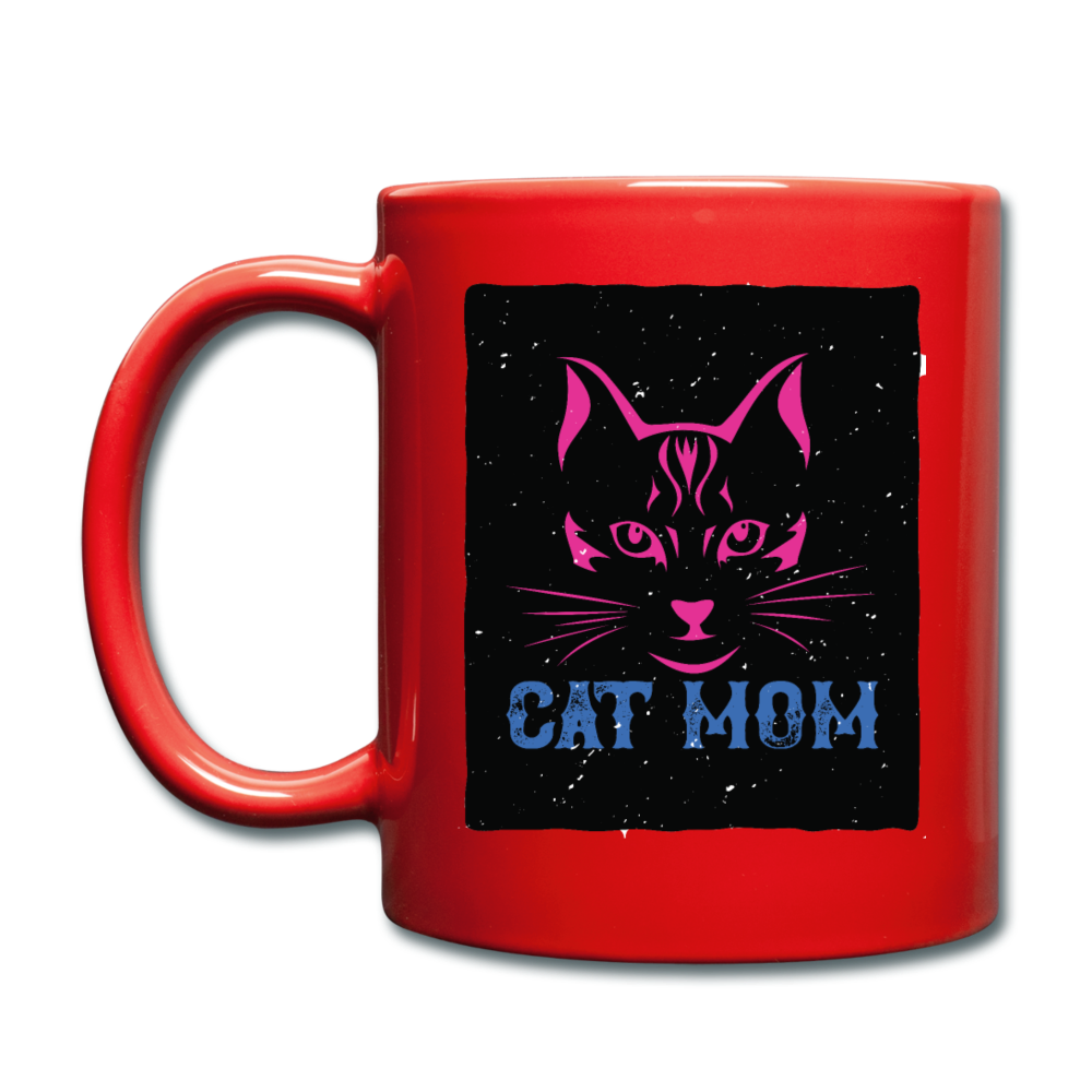 Cat Mom - Black - Full Color Mug - red