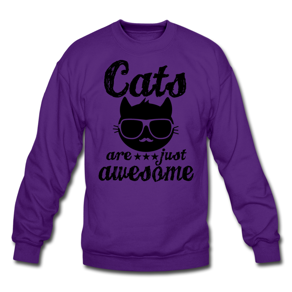 Cats Are Just Awesome - Black - Crewneck Sweatshirt - purple