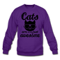 Cats Are Just Awesome - Black - Crewneck Sweatshirt - purple