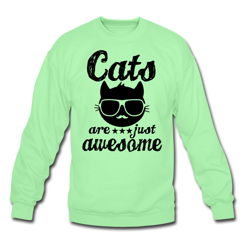 Cats Are Just Awesome - Black - Crewneck Sweatshirt - lime