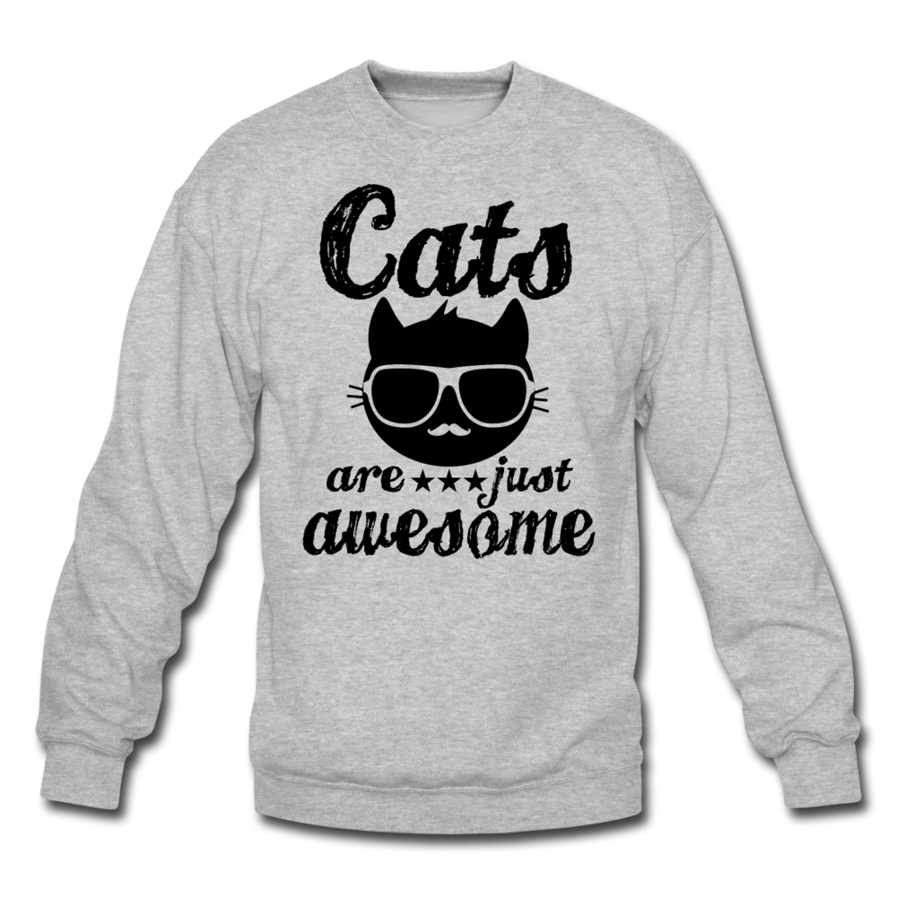 Cats Are Just Awesome - Black - Crewneck Sweatshirt - heather gray