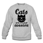 Cats Are Just Awesome - Black - Crewneck Sweatshirt - heather gray