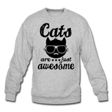 Cats Are Just Awesome - Black - Crewneck Sweatshirt - heather gray