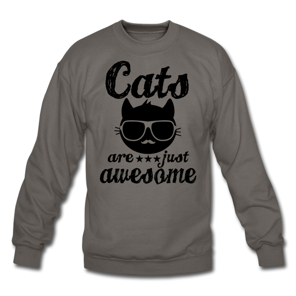 Cats Are Just Awesome - Black - Crewneck Sweatshirt - asphalt gray