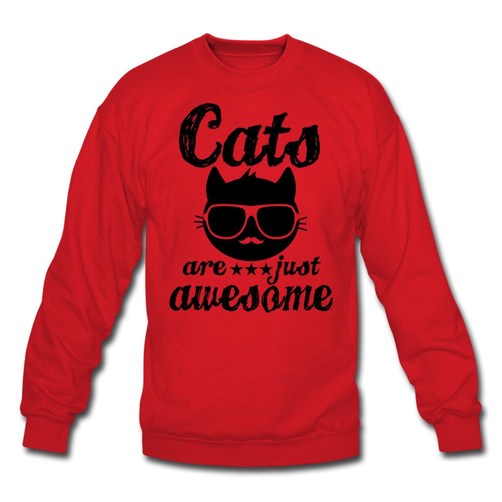 Cats Are Just Awesome - Black - Crewneck Sweatshirt - red