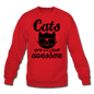 Cats Are Just Awesome - Black - Crewneck Sweatshirt - red