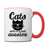 Cats Are Just Awesome - Black - Contrast Coffee Mug - white/red