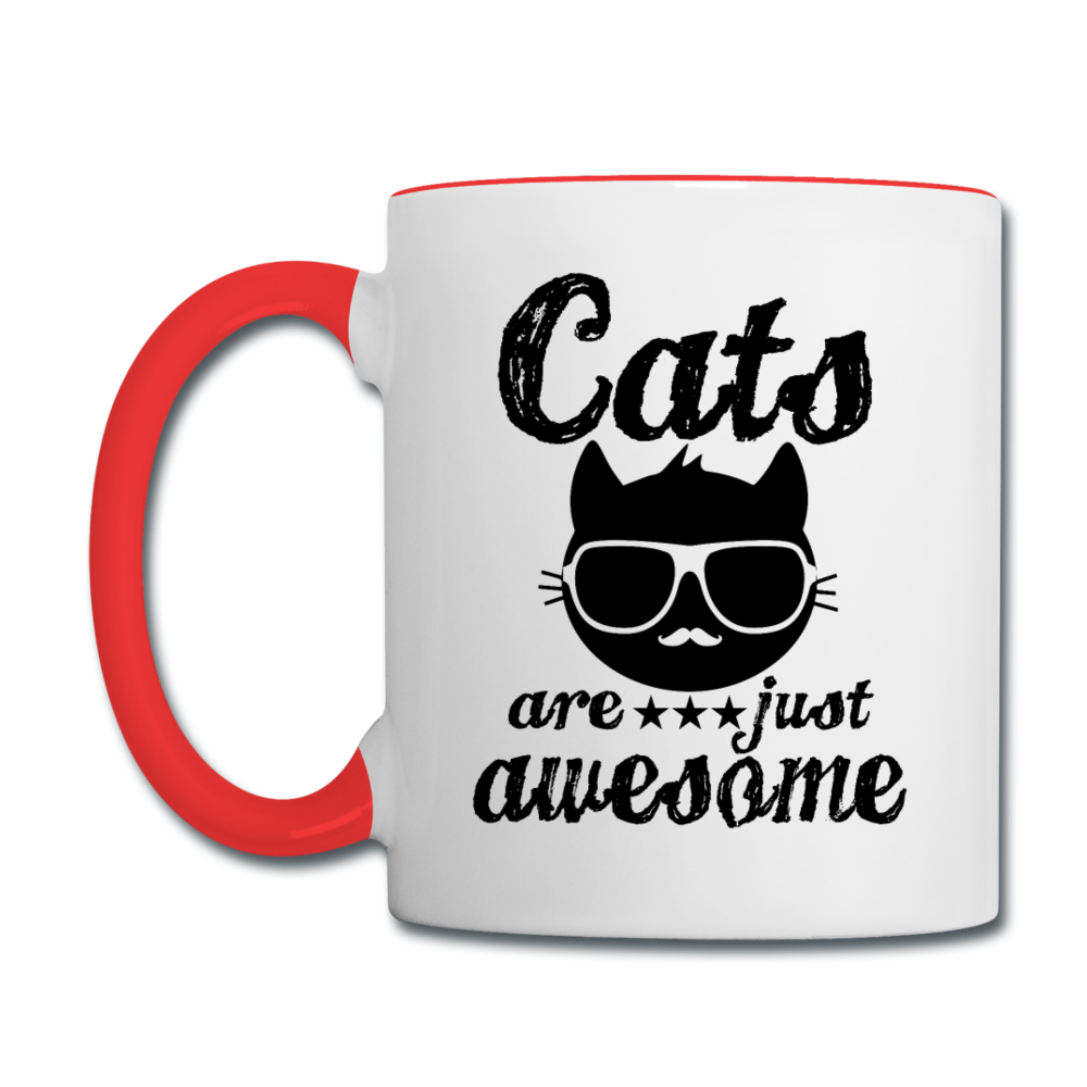 Cats Are Just Awesome - Black - Contrast Coffee Mug - white/red