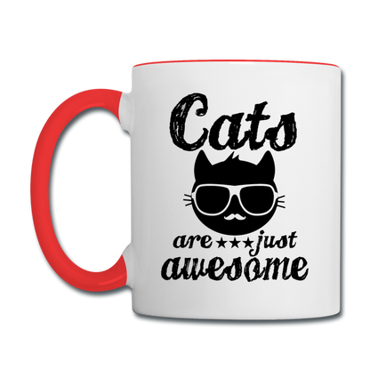 Cats Are Just Awesome - Black - Contrast Coffee Mug - white/red