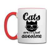 Cats Are Just Awesome - Black - Contrast Coffee Mug - white/red
