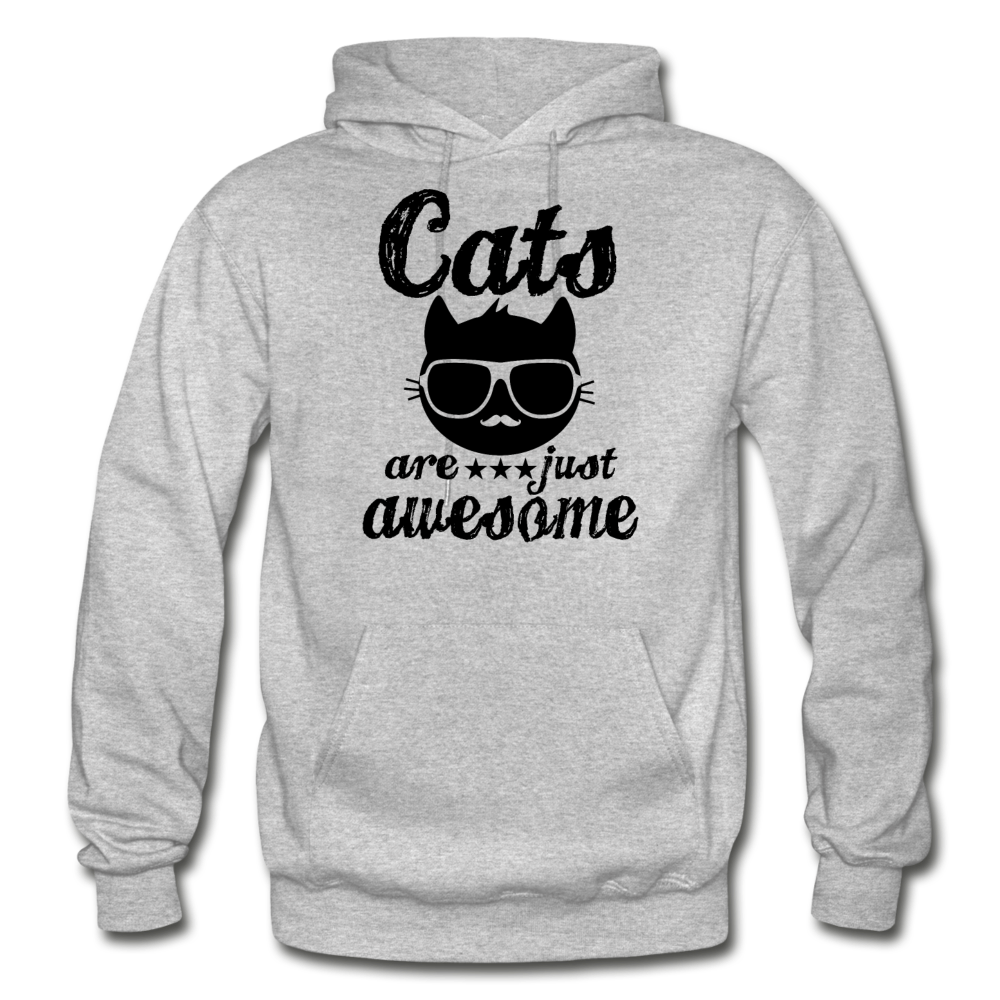 Cats Are Just Awesome - Black - Gildan Heavy Blend Adult Hoodie - heather gray