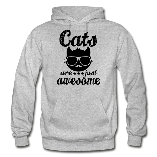 Cats Are Just Awesome - Black - Gildan Heavy Blend Adult Hoodie - heather gray