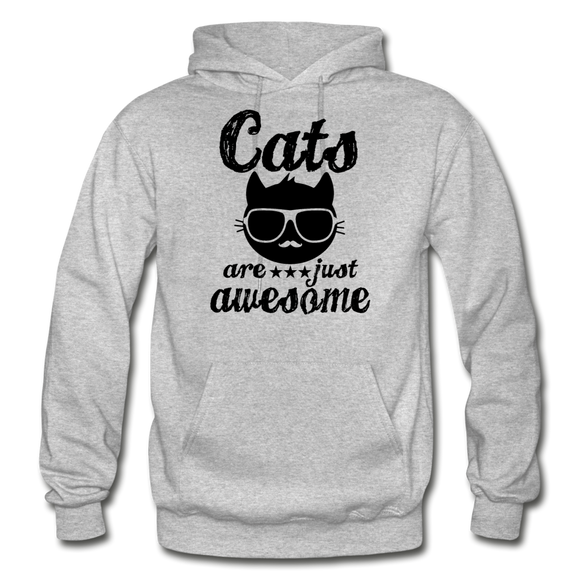 Cats Are Just Awesome - Black - Gildan Heavy Blend Adult Hoodie - heather gray