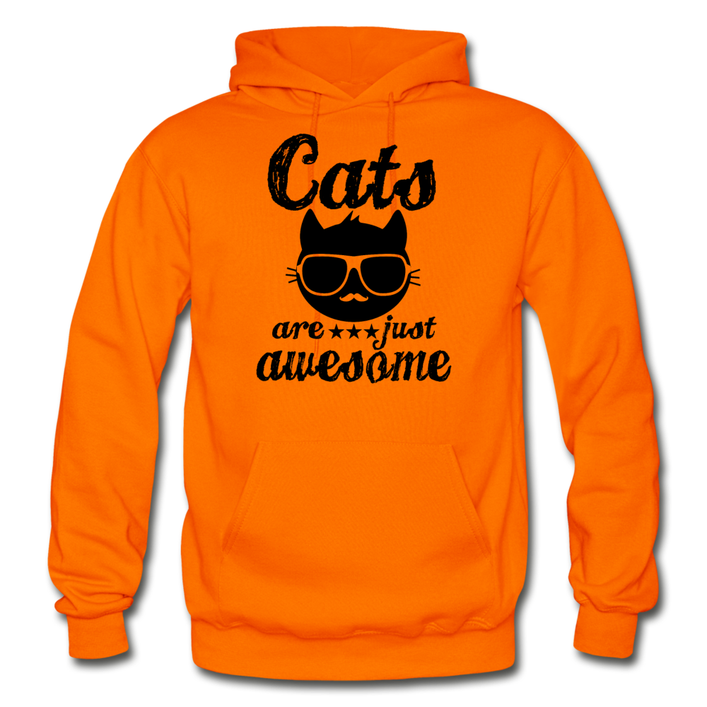 Cats Are Just Awesome - Black - Gildan Heavy Blend Adult Hoodie - orange