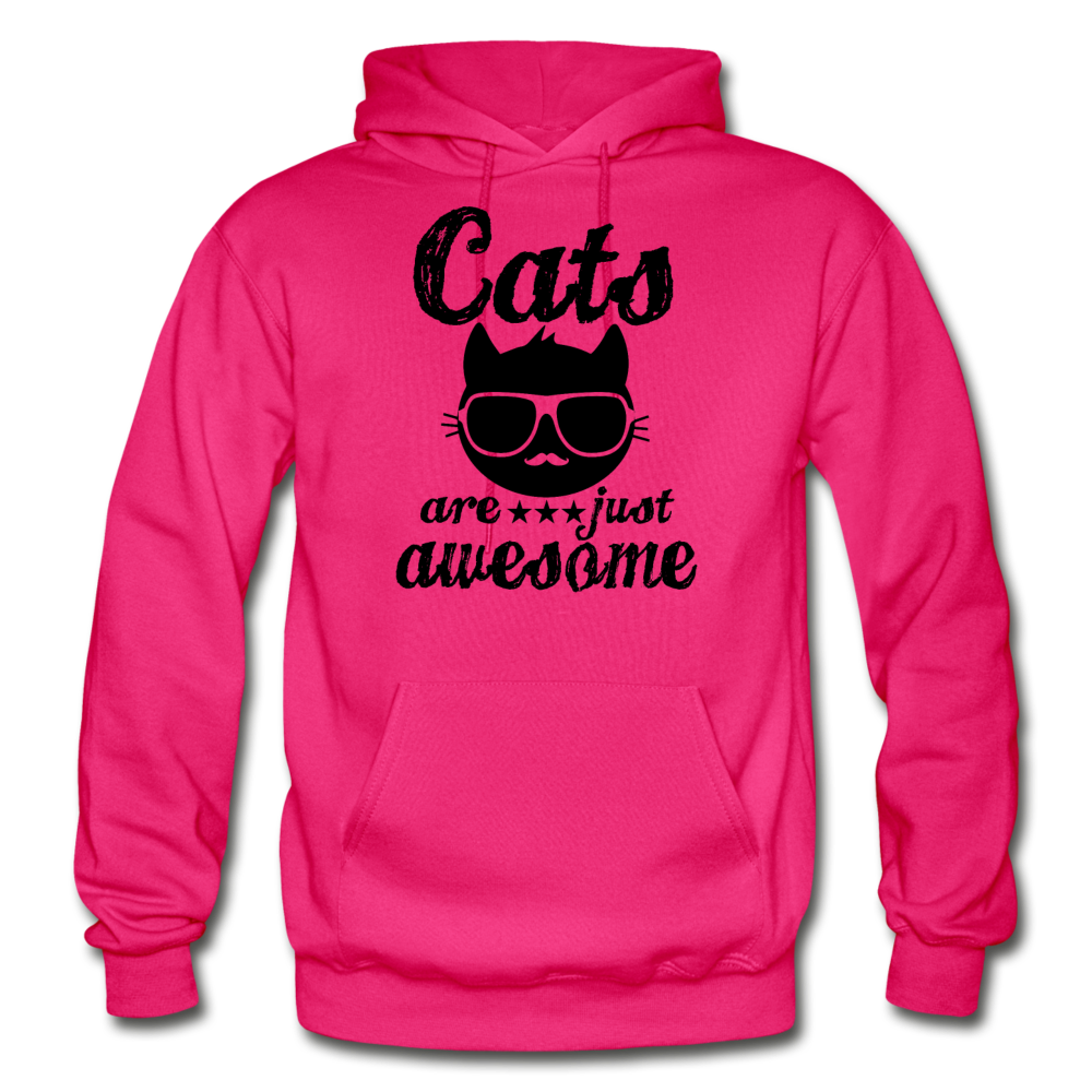 Cats Are Just Awesome - Black - Gildan Heavy Blend Adult Hoodie - fuchsia