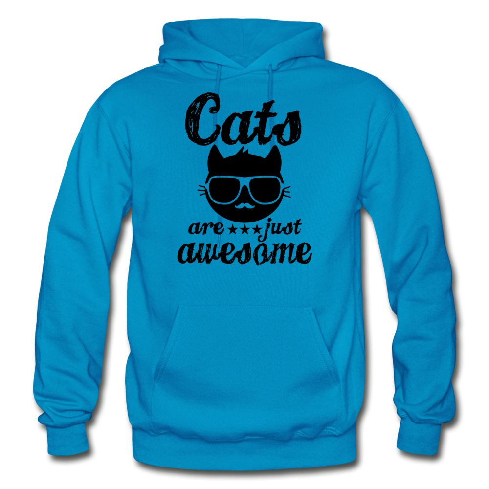 Cats Are Just Awesome - Black - Gildan Heavy Blend Adult Hoodie - turquoise