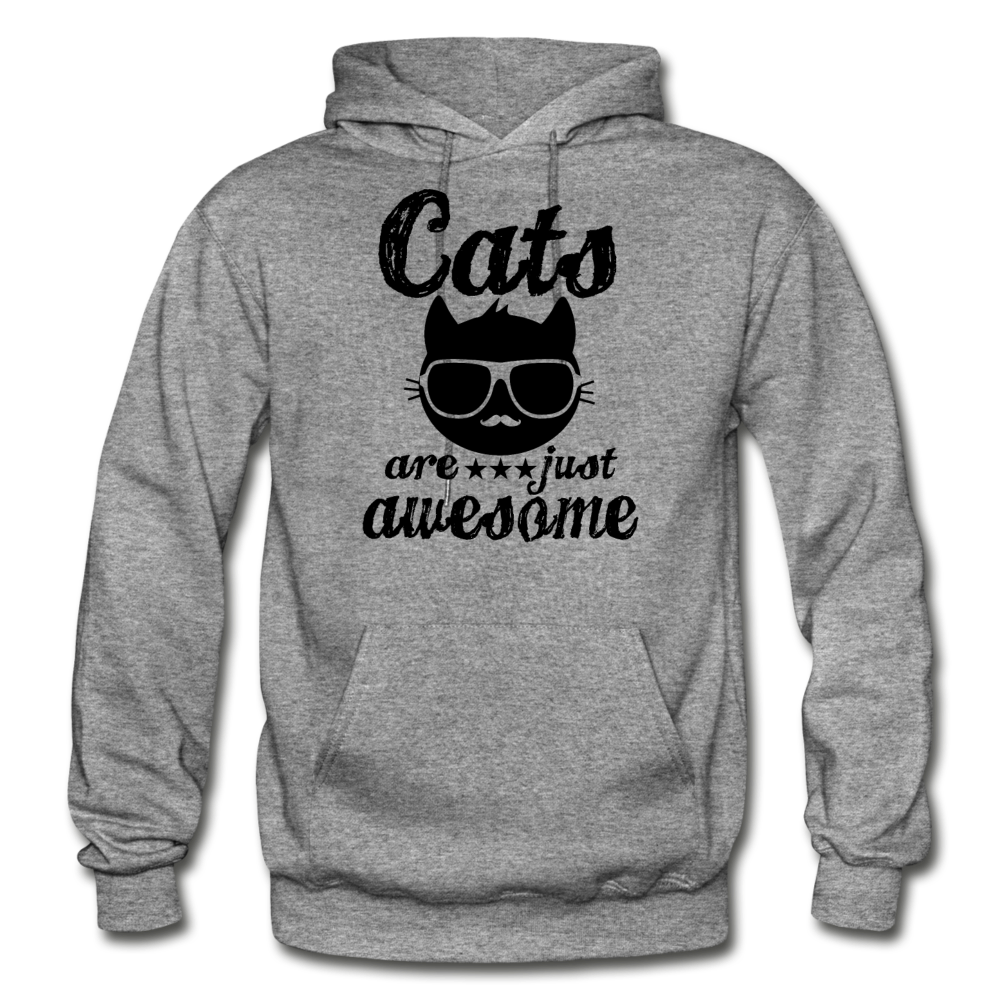 Cats Are Just Awesome - Black - Gildan Heavy Blend Adult Hoodie - graphite heather