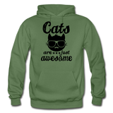Cats Are Just Awesome - Black - Gildan Heavy Blend Adult Hoodie - military green
