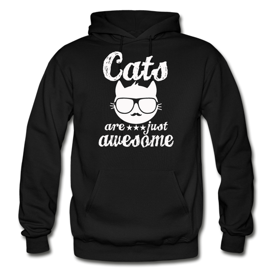 Cats Are Just Awesome - White - Gildan Heavy Blend Adult Hoodie - black