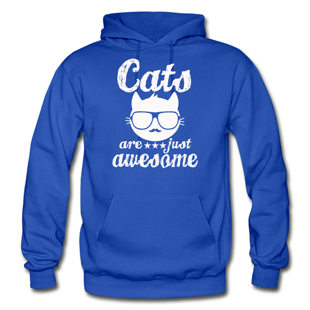 Cats Are Just Awesome - White - Gildan Heavy Blend Adult Hoodie - royal blue