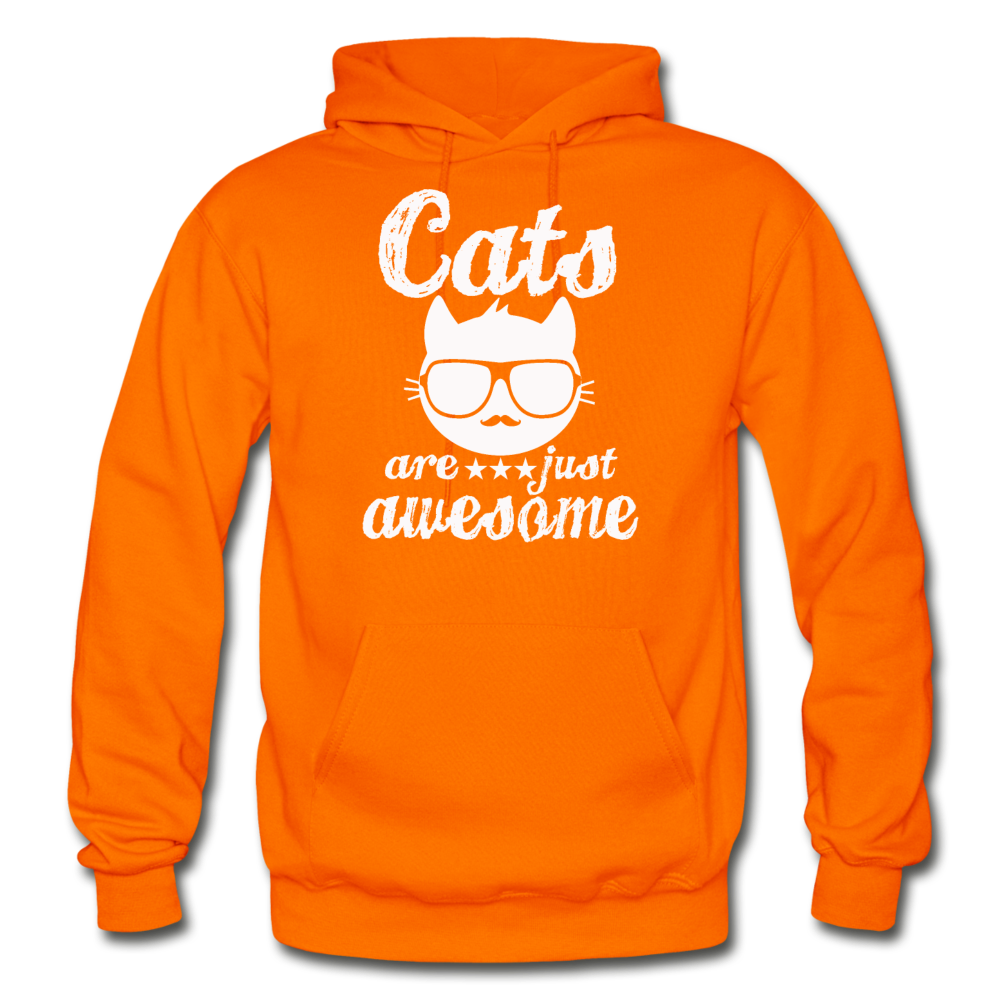 Cats Are Just Awesome - White - Gildan Heavy Blend Adult Hoodie - orange