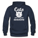 Cats Are Just Awesome - White - Gildan Heavy Blend Adult Hoodie - navy
