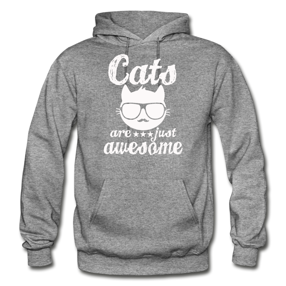 Cats Are Just Awesome - White - Gildan Heavy Blend Adult Hoodie - graphite heather