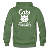 Cats Are Just Awesome - White - Gildan Heavy Blend Adult Hoodie - military green
