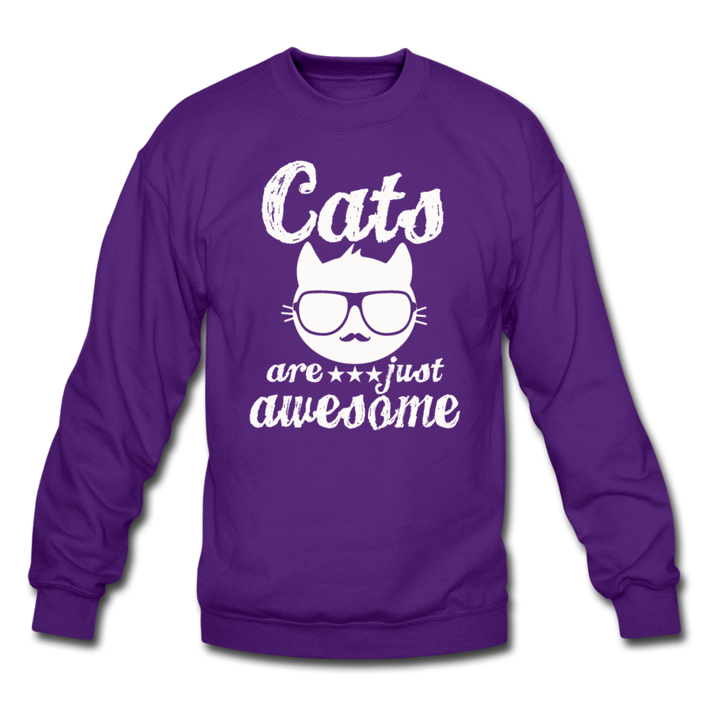 Cats Are Just Awesome - White - Crewneck Sweatshirt - purple