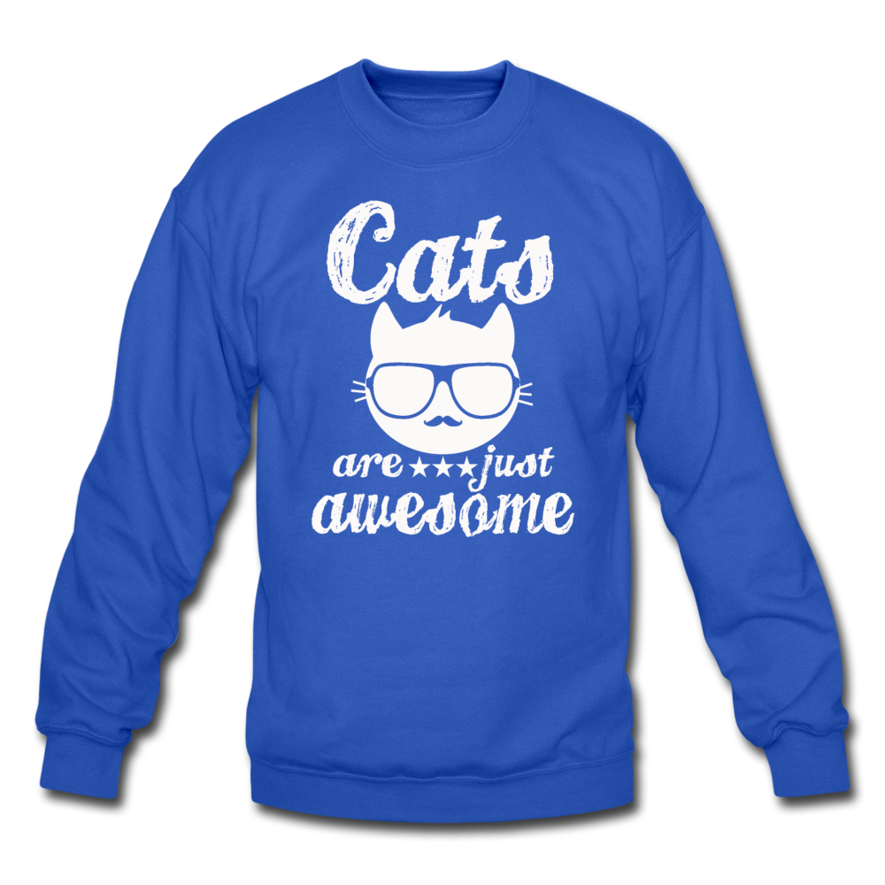 Cats Are Just Awesome - White - Crewneck Sweatshirt - royal blue