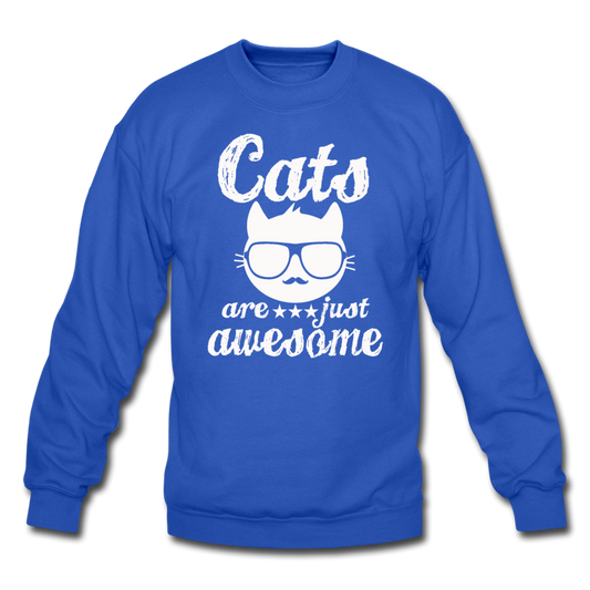 Cats Are Just Awesome - White - Crewneck Sweatshirt - royal blue