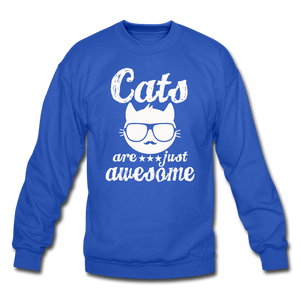 Cats Are Just Awesome - White - Crewneck Sweatshirt - royal blue