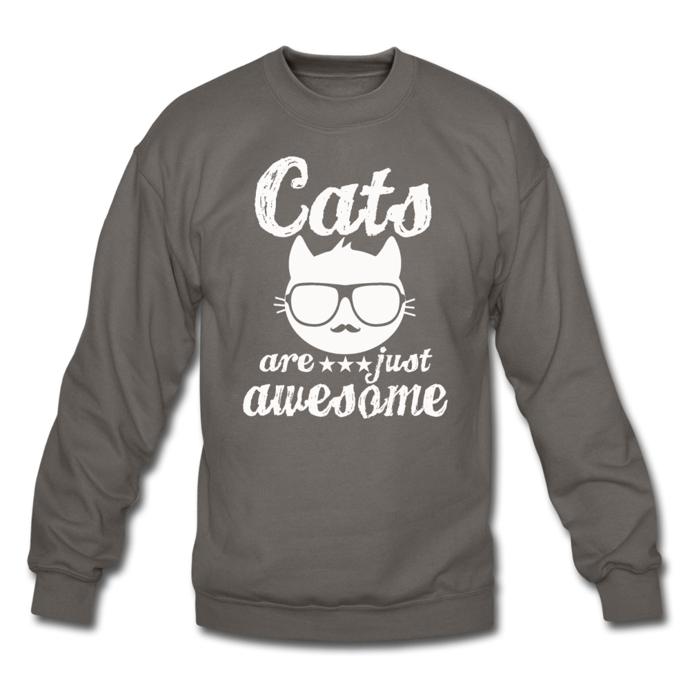 Cats Are Just Awesome - White - Crewneck Sweatshirt - asphalt gray