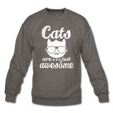 Cats Are Just Awesome - White - Crewneck Sweatshirt - asphalt gray